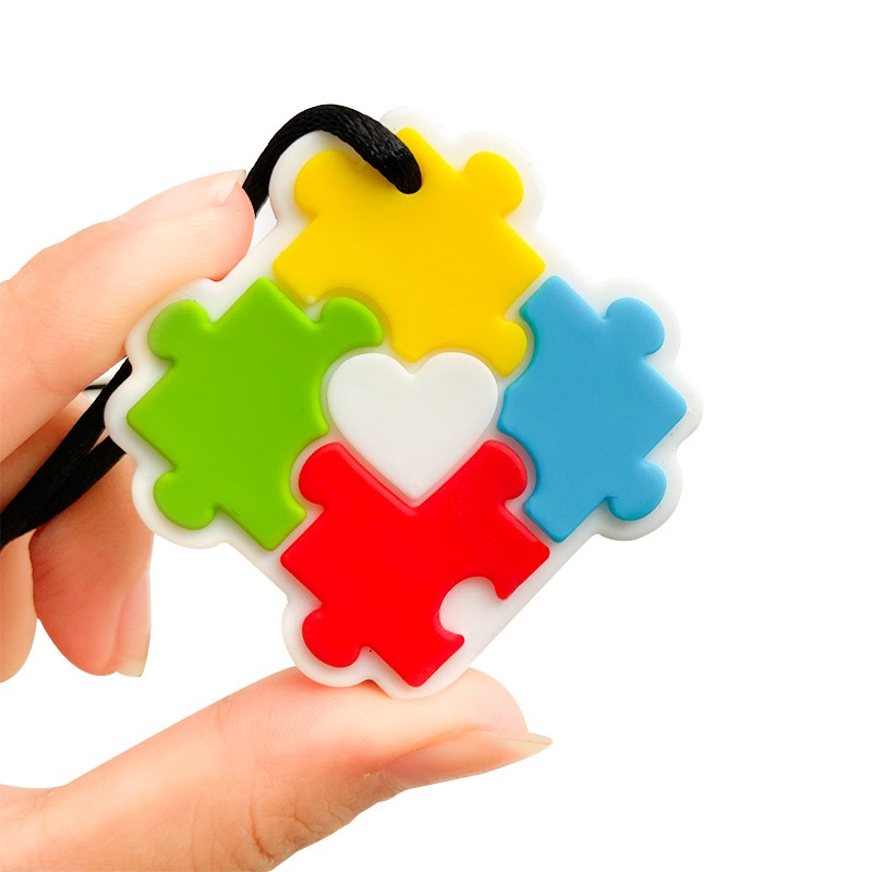 Popular Puzzle Pendant Teething Chain Baby Food Grade Teething Chewing Teether Children's Chewing Gum Silicone Teether