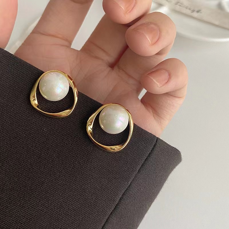Bead Earrings For Women Summer Light Luxury Earringsy Internet Celebrity Earrings S925 Silver Needle Oval Twist Ring