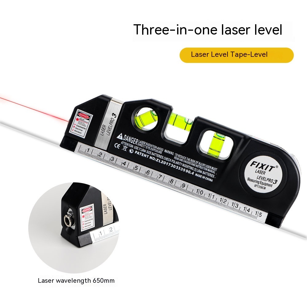 Multifunctional Three-in-one Laser Level Ruler With Tape Measure Infrared Decoration Cross Line Right Angle Level
