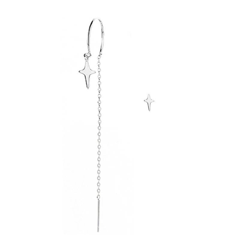 Gumaoning A B Style Earrings For Women Korean Style Long Dark Cool Handsome Chain Cross Star Asymmetrical Earrings