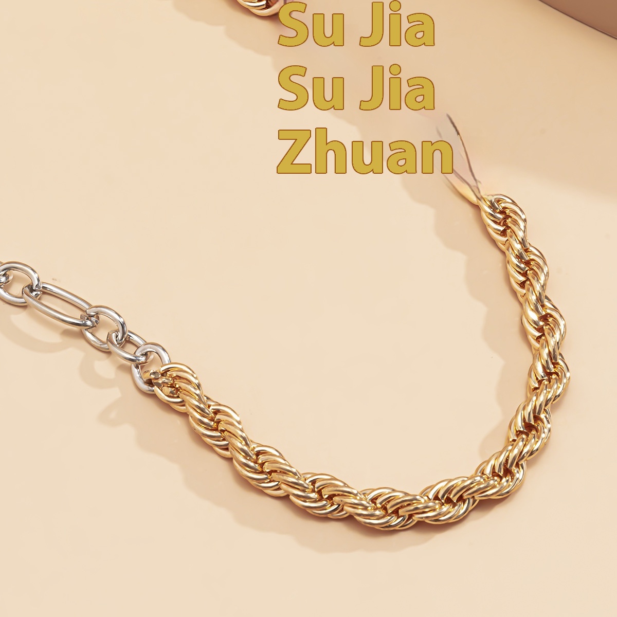 European And American Jewelry Fashion Metal Mixed Color Necklace Personality Simple Temperament Twist Chain Necklace