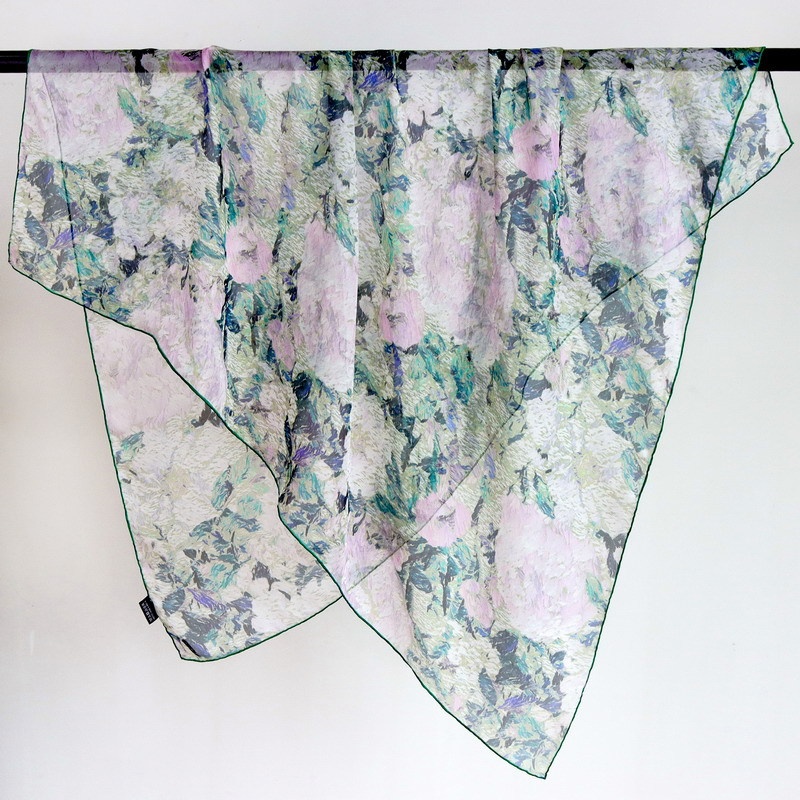 Spring And Autumn Oil Painting Hydrangea Thin Silk Thickened Chiffon Mulberry Silk 110 Large Square Scarf Silk Scarf Versatile Shawl For Women