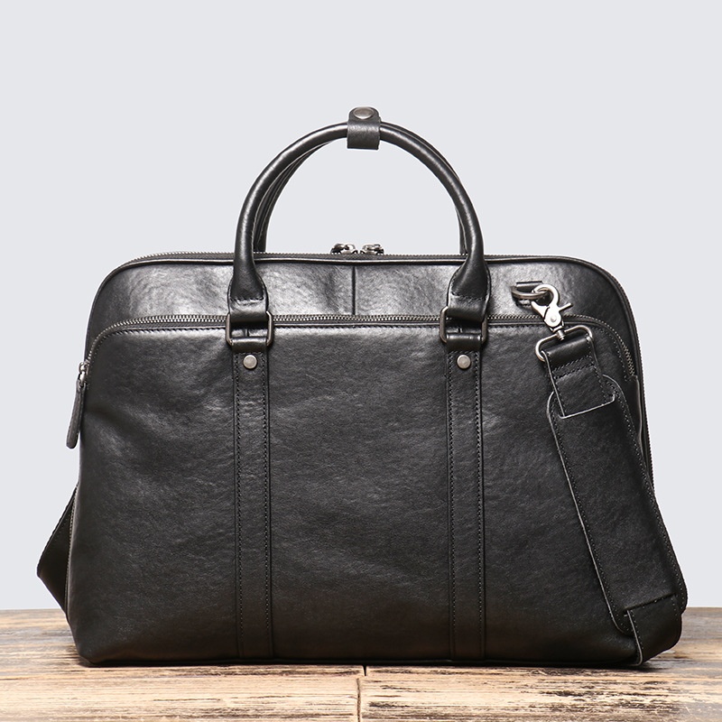 Luojia Men's Leather Handbag Cowhide One-shoulder Messenger Business Briefcase15.6-inch Computer Bag