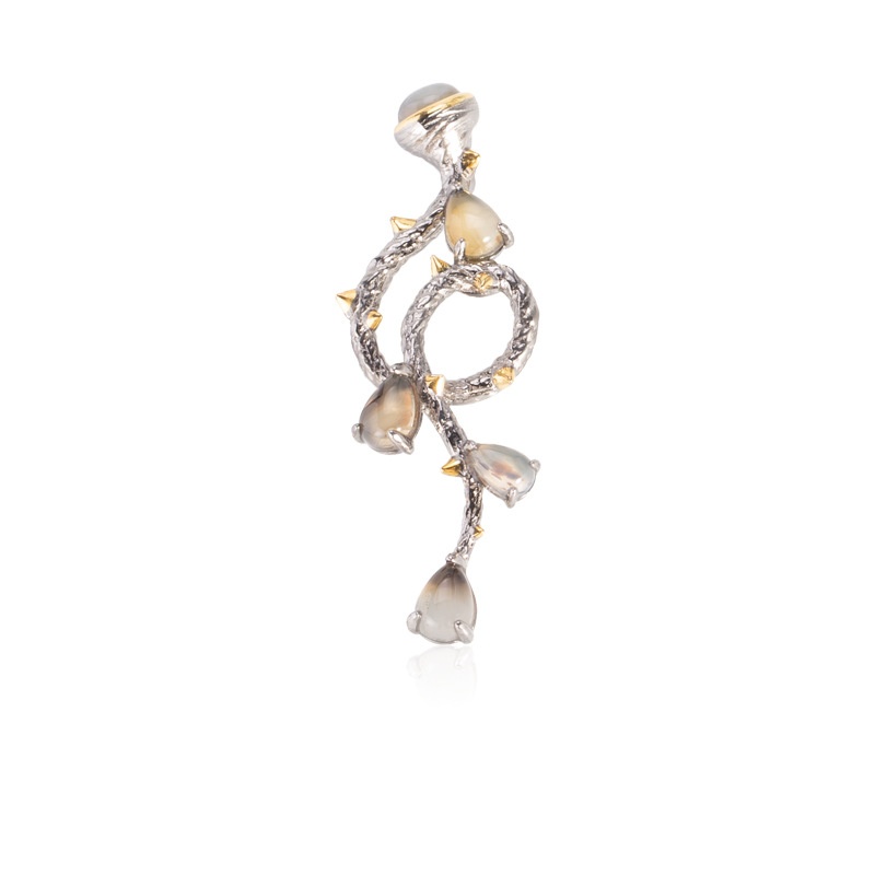 Bofeier Pure Hand-inlaid S925 Sterling Silver Ocean Chalcedony Pendant For Women European And American Retro Style Necklace Jewelry