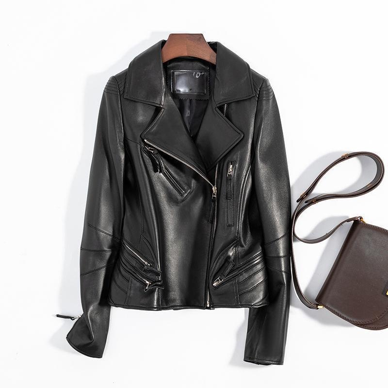 Winter Style Genuine Leather Jacket For Women, Sheepskin Jacket, Short Suit Collar Jacket, Haining Leather Jacket