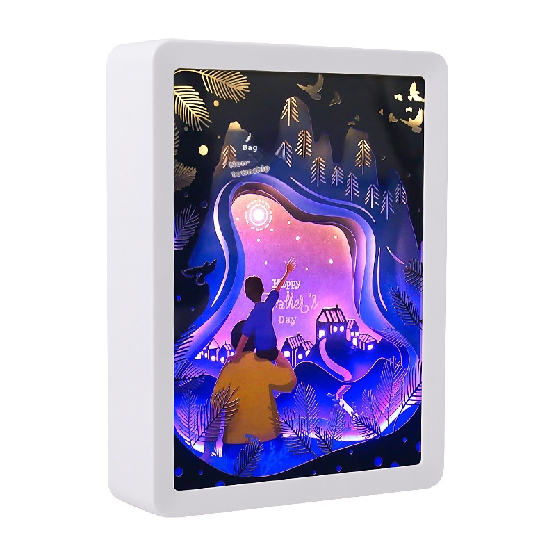 Father's Day Creative Gift Paper Sculpture Lamp3d Stereo Light And Shadow Night Light Custom Paper Crafts Small Table Lamp