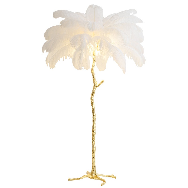 Feather Floor Lamp Living Room Bedroom All-copper American Light Luxury Internet Celebrity Ostrich Style Minimalist Table Lamp Nordic Decoration