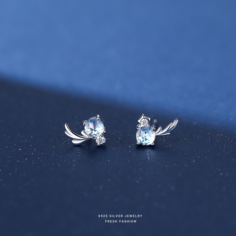 Original S925 Silver Elk Earrings For Women Korean Version With Diamonds Niche Design All-match Earrings With You All The Way Deer Antler Earrings