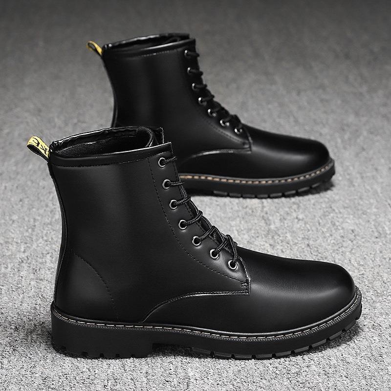 Autumn Martin Boots Men's British Style Black Leather Boots Versatile Casual Y High-top Boots