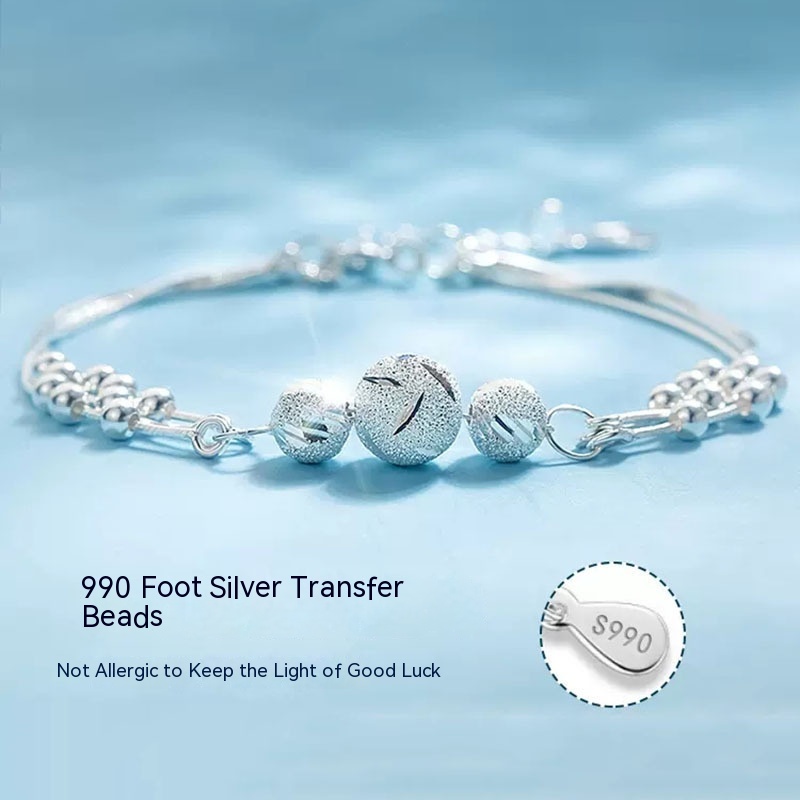 990 Sterling Silver Bracelet For Women Sansheng Sanshi Niche Design Light Luxury Style Gift For Girls
