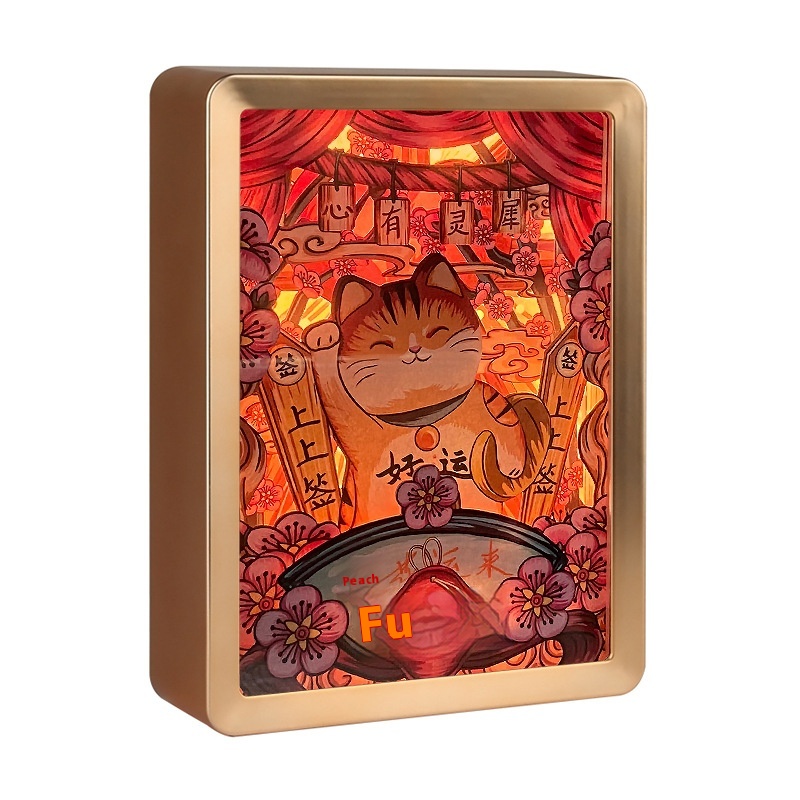 Peach Blossom Luck3 DStereo Light And Shadow Paper Sculpture Lamp Cultural And Creative Gift Night Light Table Lamp Decorative Ornaments