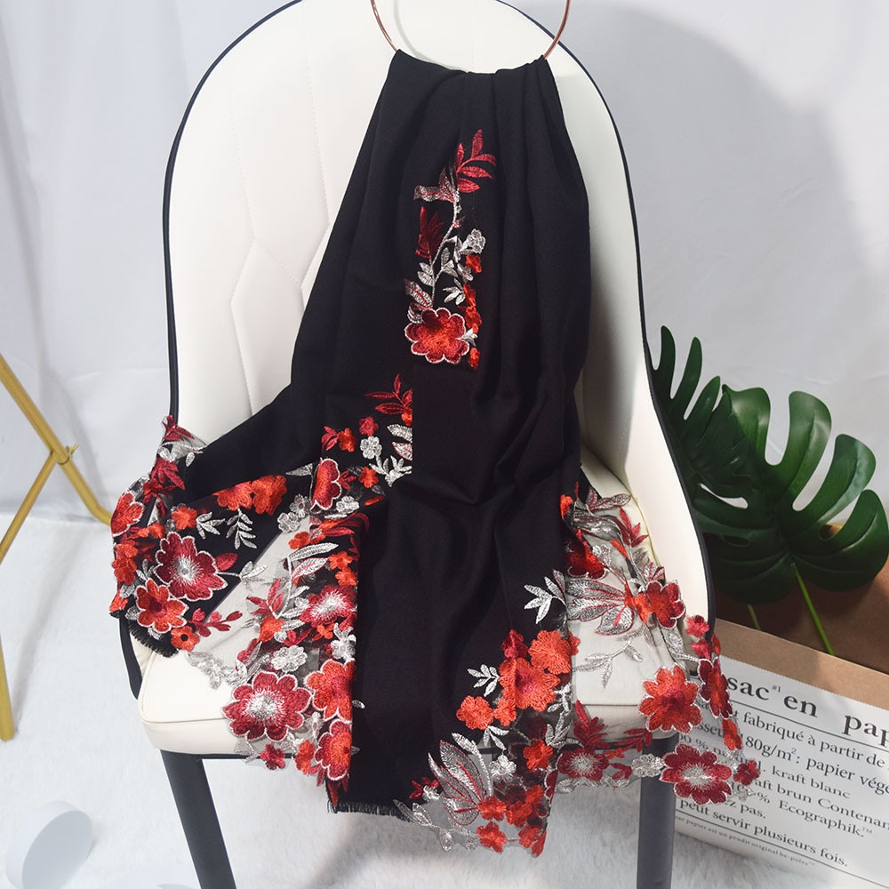 Heavy Industry Embroidered Wool Scarf, Thin Twill Beading, Ethnic Style Embroidered Outer Cape, Versatile Fashionable Shawl