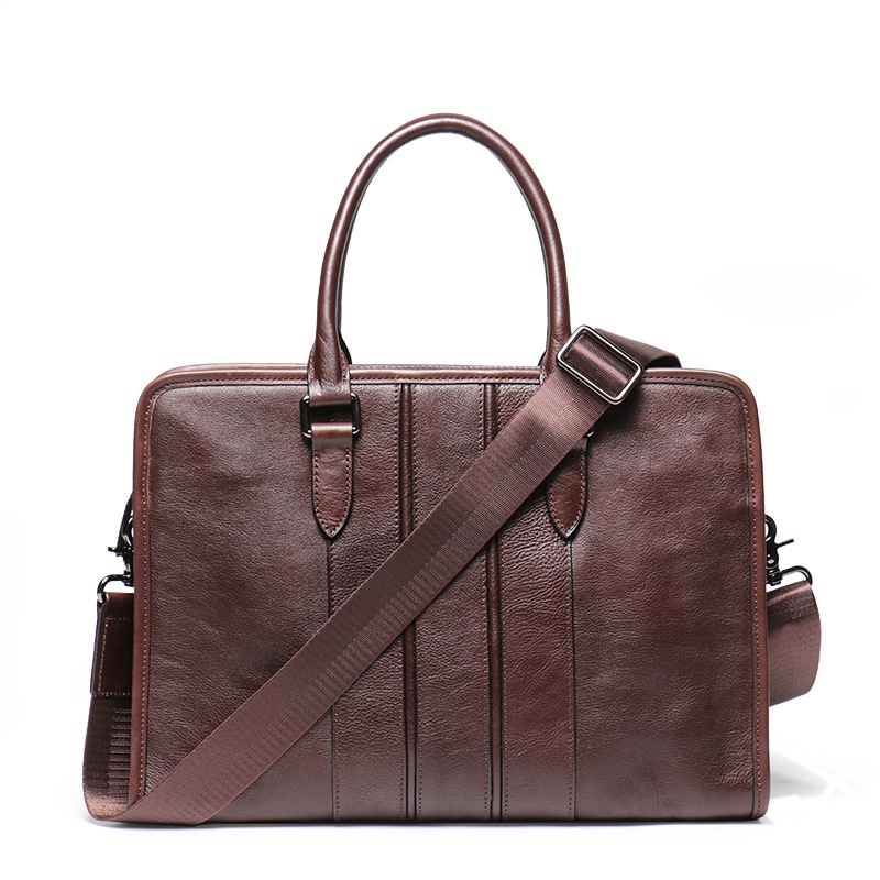 Hot-selling Men's Genuine Leather Briefcase Vegetable Tanned Cowhide One-shoulder Messenger Business Bag Large Capacity Laptop Bag