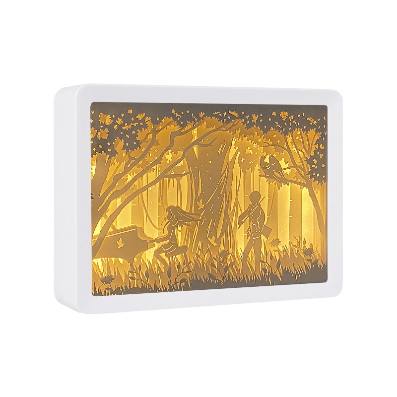 Qinyuan3 DThree-dimensional Paper Sculpture Lamp Piano Couple Encounter Creative Gift Laser Engraving Small Night Lamp