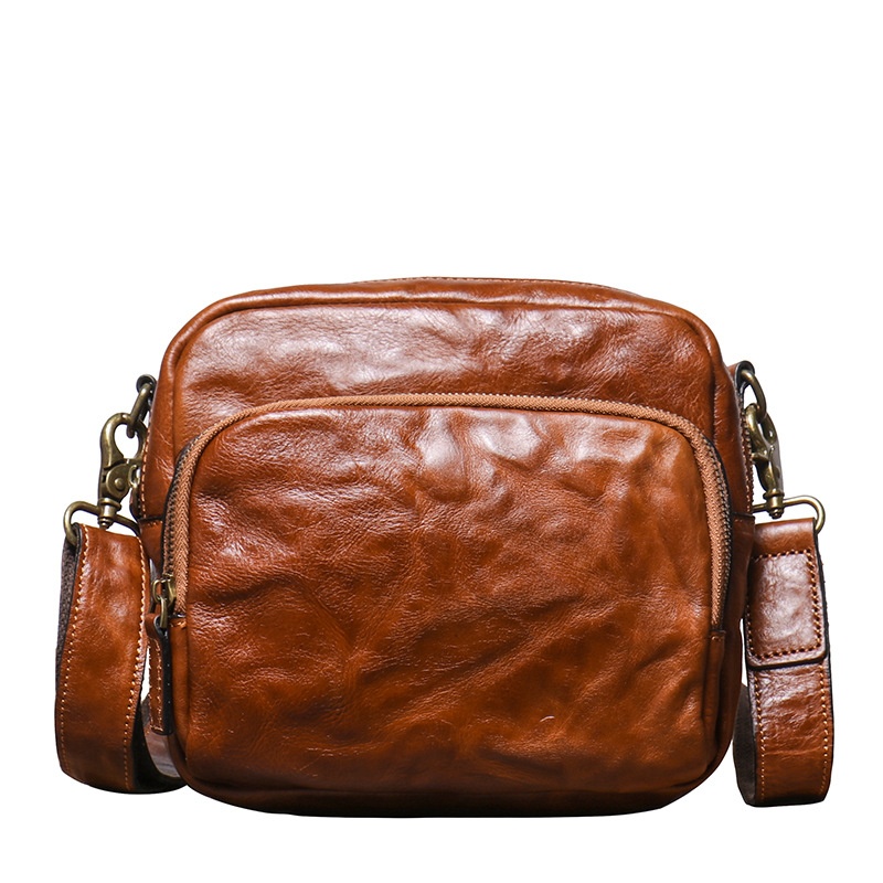 Luojia Hand-grained Cowhide Shoulder Bag Retro Personality Men's Messenger Bag Wearing Belt Genuine Leather Waist Bag