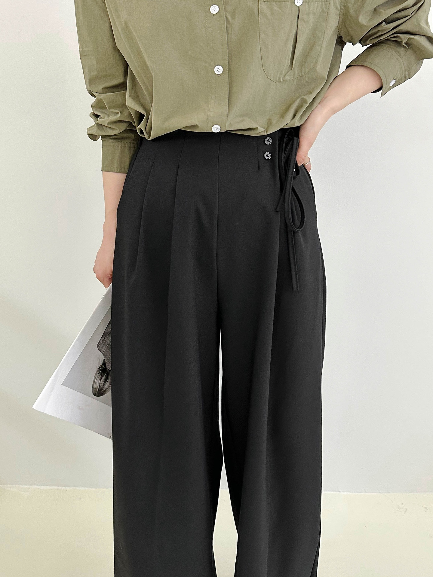 Juzhi[Blow Up This Suit Pants]Spring Retro Casual Pants Women's Designer Suit Pants8611
