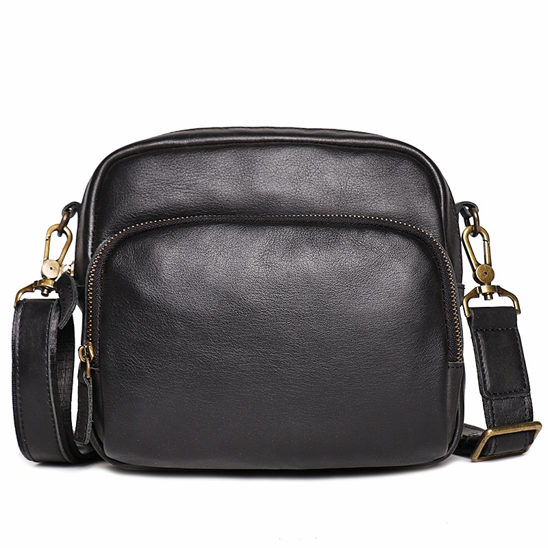 Luojia Genuine Leather Men's Bag Cowhide Men's Shoulder Bag Wearing Belt Casual Waist Bag Large Capacity Messenger Bag