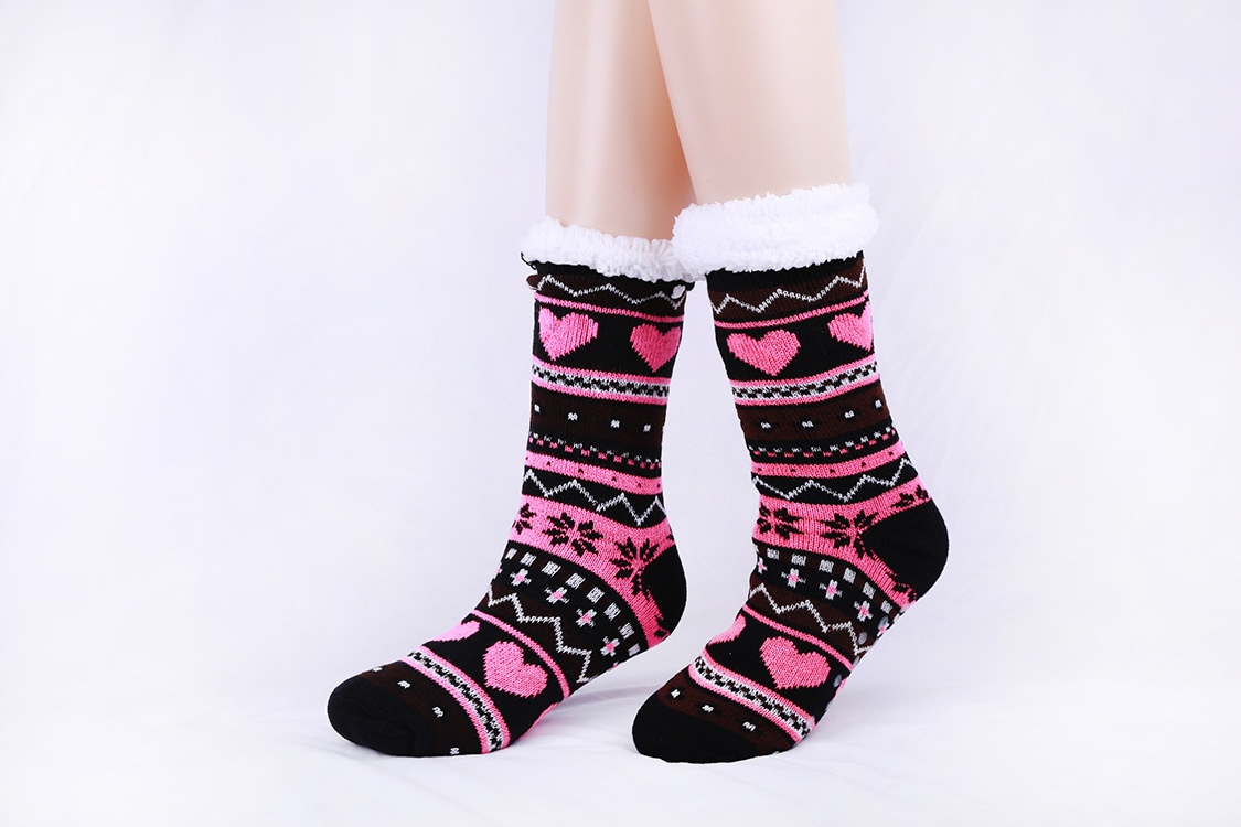 Plush Anti-skid Ski Socks Thickened Plush Sleeping Floor Socks Coral Fleece Christmas Socks